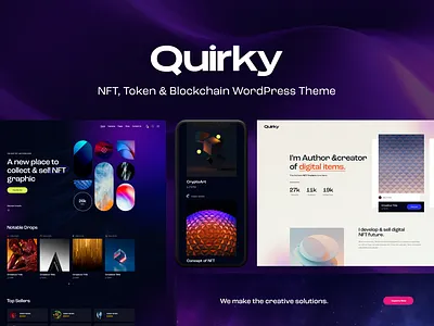 Quirky - NFT, Token & Blockchain Marketplace WordPress Theme blog crypto design illustration logo nft web design webdesign wordpress wordpress design wordpress theme wordpress themes