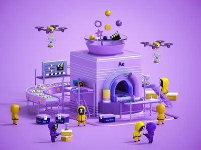 After Effect Factory 3d 3dart 3dillustration adobe aftereffect blender cycles factory illustration isometric lowpoly nft squidgame