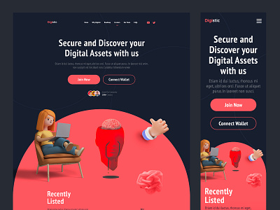 Digistic - NFT Marketplace Landing Pages creative cryptocurrency currency digital future graphic design innovation landingpage nft non fungible token responsive technology token ui ui ux website