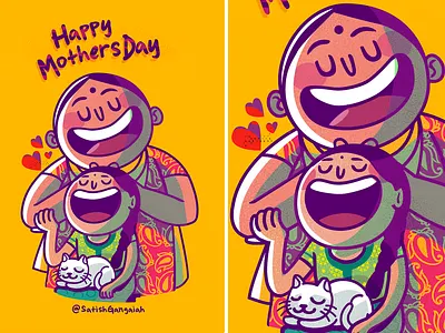 Happy mothers day daughter happy illustration india indiaillustrations love mothersday satishgangaiah