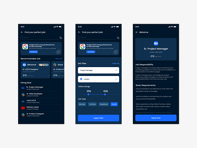 Job Finder!! app app design app ui career employee find job find work hire now hiring ios job job app job design job listing job portal job ui mobile ui uiux ux