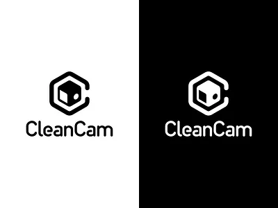 Clean Cam Logo black whitee branding cam clean custom design logo modern square vector