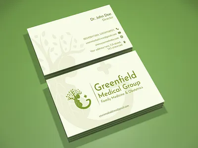 Business Card for Greenfield Medical Group adobe illustrator brand identity business card business card design design graphic design illustration logo logo design medical medical business card minimal modern pharmaceutical pharmaceutical logo professional