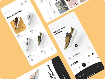 Nike App app application brutalism clothing commerce makeevaflchallenge makeevaflchallenge3 mobile nike product redesign shoes sneakers sport store typography ui uiux ux