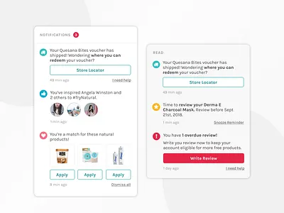 Social Nature Notifications Center alerts application notifications notifications center product design ui web app