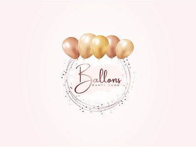 Balloon Logo Design Premade Logo Party Logo Party Planner Logo app balloon branding design feminine gold graphic design illustration logo luxury party pink planner premade rose typography ui ux vector