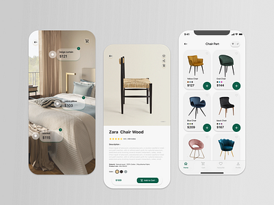 Furniture e-commerce App app chair clean decor design ecommerce furniture home interior list minimal minimal list mobile app design online product shop store table ui ui design