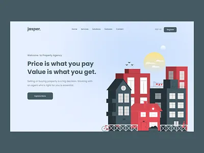 Real Estate Web Header buy clean graphic design header home home page homepage house illustration industry properties property real estate realestate rent sell web design web header webdesign webheader