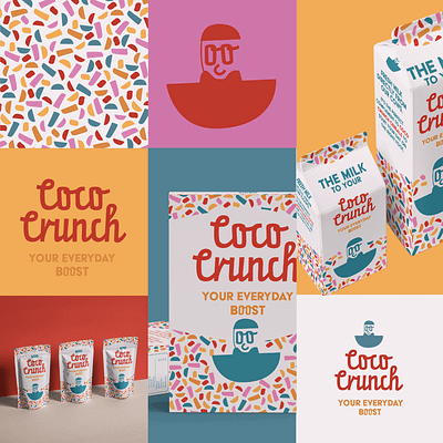 Coco Crunch cereal brand branding branding cereal brand design food branding freelancer graphic design graphic designer illustration logo logo design logotype packaging typhography visual identity