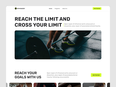 Gym Buddy - Fitness Hero Concept app body goals branding clean design fitness gym landing landing page minimal mobile muscle running strength trainer training ui ux website yoga