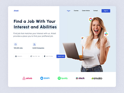 Arbeit - Job Finder Website clean ui design clean website job finder job finder website jobs jobseekeer minimal ui design recruiting recruitingwebsite recruitment uiux design website design website ui design