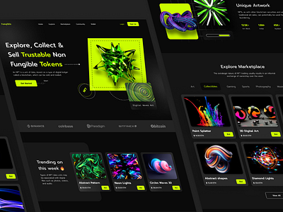 Fungible NFT Marketplace blockchain branding crypto cryptoart currency digital art ethereum exploration interaction landingpage marketplace nft nftart nftmarketplace ui ui design