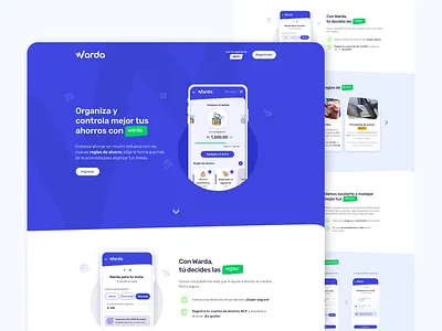Landing page - Warda app bank design home illustration logo product save money ui ux web website