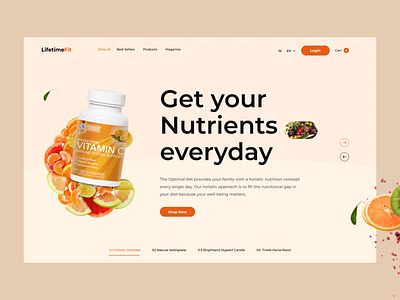 Nutrition Product Website branding bytestechnolab ecommerce figma header nutrition ui uiux ux webdesign webheader website websitedesign