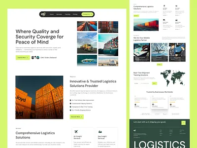 Logistic Landing Page business cargo company container delivery landing page logistic minimalist package parcel service shipment shipping supply supply chain tracking transport ui ux web design