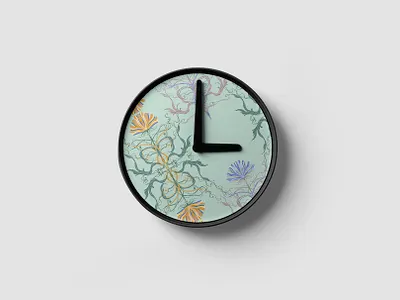 Freshness of Spring bohemian pattern botanical pattern botanicals prints design fashion prints floral elements flowers graphic design hand drawn floral meadow florals mint green modern print nature colors organic pattern pastel flowers seamless pattern spring illustration spring pattern wall clock watch design