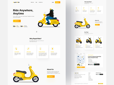 Rapid Ride design flat illustration illustrator l landing page minimal ui uiux vector web