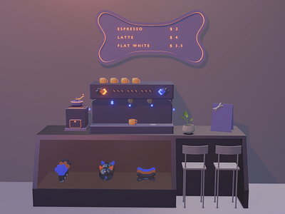 Coffee Bar 3d 3dart b3d bar blender coffee coffeebar cycles design designer digital art futuristic illustration render ui