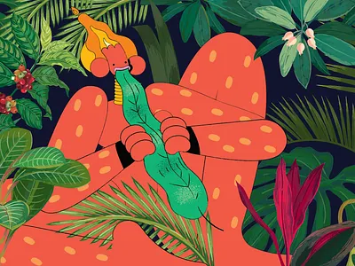 Brazilian gods botatnical character flat floral fun illustration nature vector