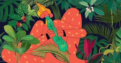 Brazilian gods botatnical character flat floral fun illustration nature vector