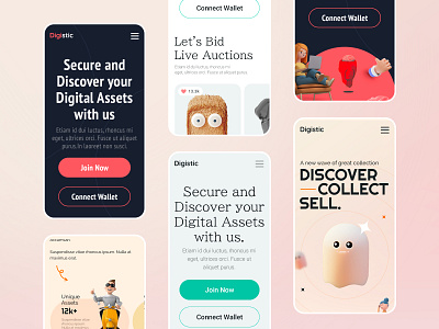 NFT Landing Page Mobile UI UX agency assets bitcoin creative dark digital figma graphic design launching mobile nft photoshop token ui ui design ux design webpage website white xd