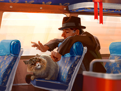Cat and the City bus cat city graphic illustration road story stranger transport trip