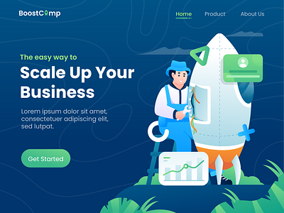 Business Booster | Landing Page Concept booster booster app business growth landing page flat graphic design grow business illustration instagram landing page popular ui vector website