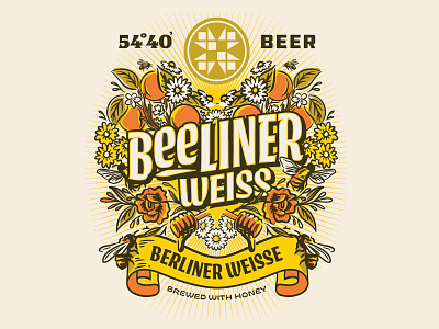 Beeliner Weisse badge bee bee hive beer beer label brewery brewing bugs craft beer design flowers foliage honey illustration lockup logo packaging vintage