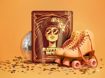 Sativa Diva 🛼 🪩 brand identity branding california disco disco ball funky graphic design groovy illustration jeffrey dirkse logo retro roller skate sativa seventies vector vintage visual identity weed