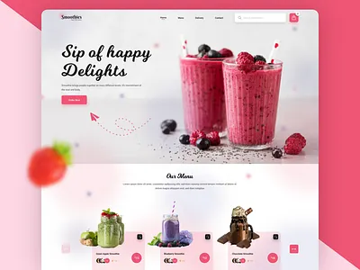 Smoothies / Food & Beverage Landing Page app design beverage branding design flat design food food beverage landing page smoothies smoothies landing page trending ui uiux uiux design web design web designer website design