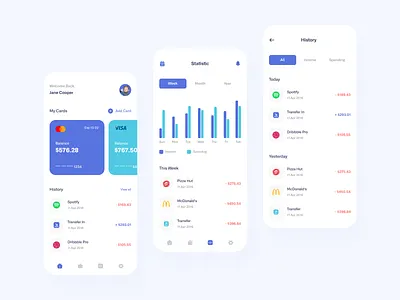 Bayaro - Finance App bank bank chart card chart clean clean design credit card design finance finance app mobile mobile app mobile design pay payment payment app transaction ui ui ux ux