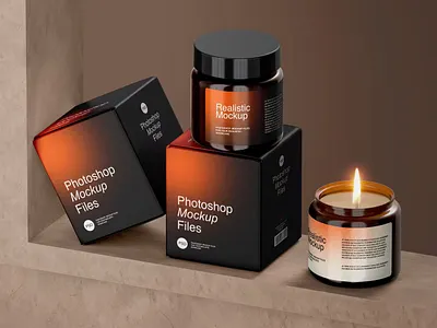 AmberGlass Candle Mockup amber glass app branding candle candle packaging cute design illustration logo mockup packaging packaging design