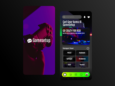 GameSetup app dark mode dark mode ui dark ui darkmode design game game design games gamesetup gaming gear mobile mobile ui razer setup setup gaming ui ui dark mode