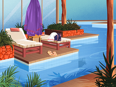 Weekend art artwork houses illustration illustration art pool relax swimming vacation