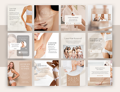Laser Skin Removal Posts canva template laser hair removal social media posts