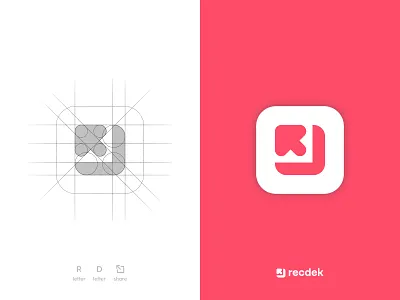RecDek - Logo Grid app app logo arrow arrow design arrow logo design grid grid design grid layout logo logo design movie app r r logo rd rd logo red red design red logo share logo