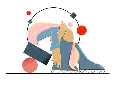 In the middle of nowhere 2d boots branding character character design cute art design face flat flat illustration illustration minimalism person pink hair web woman