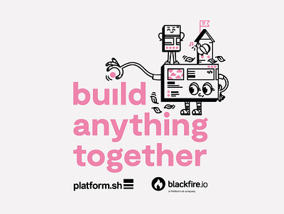 Build anything together DrupalCon swag design drupalcon flat illustration line save the environment shape swag vector