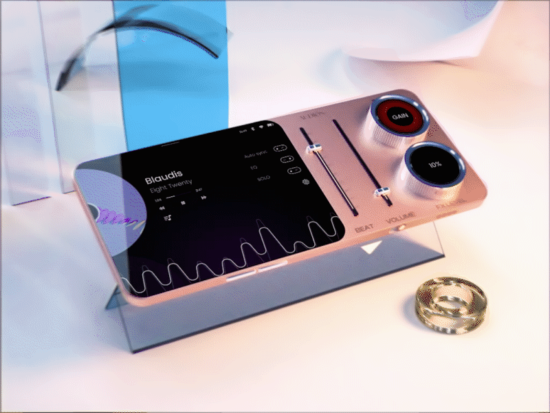 Music controller device 3d 4d animation app cinema design device figma music music player player player design ui ux