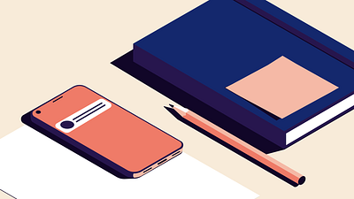 Order on the working desk? Possible! book illustration illustrator isometric order pencil smartphone still life vector working desk