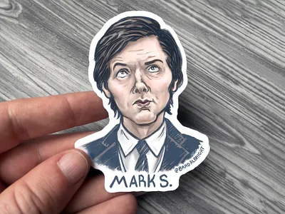 Sticker-A-Day May #2 - Mark S. (Severance) drawing etsy illustration ipad line art merchandising pen and ink procreate severance shows stickers tv