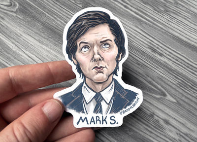 Sticker-A-Day May #2 - Mark S. (Severance) drawing etsy illustration ipad line art merchandising pen and ink procreate severance shows stickers tv