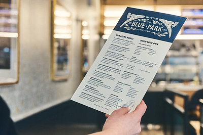 Blue Park Kitchen Menu brand identity branding distressed fast casual logo menu menu design nyc nyc restaurant