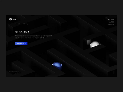 CRIC - Strategy 3d blender clean criclabs dark mode minimal motion ui