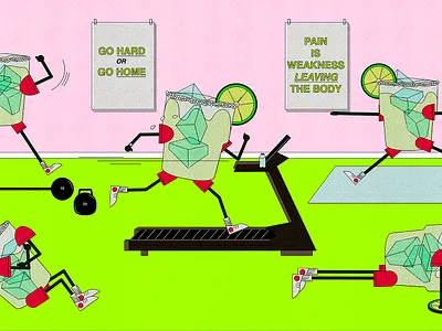 Skinny Margarita animation carolyn figel gym margarita treadmill working out