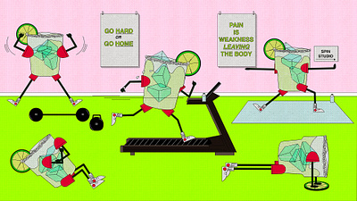 Skinny Margarita animation carolyn figel gym margarita treadmill working out