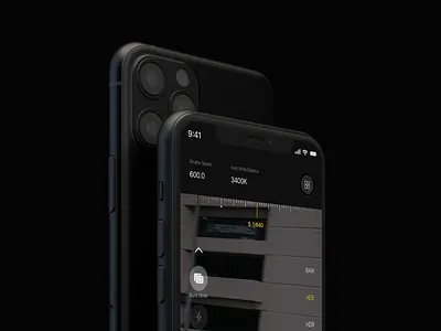 Pro Camera App app apple autofocus camera color conscept curve dark ui design edit ios iphone minimal mobile photo photograph pro camera professional ui ux