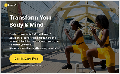 EXPERTFIT Fitness Landing Page design exercise fitness landing page shots ui website design