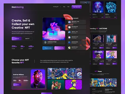 NFT Marketplace Website Design bestui branding colour creativeui design designer nft nft marketplace nft ui nftdesign typography ui ui design uiweb ux ux design web website