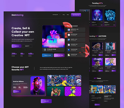 NFT Marketplace Website Design bestui branding colour creativeui design designer nft nft marketplace nft ui nftdesign typography ui ui design uiweb ux ux design web website